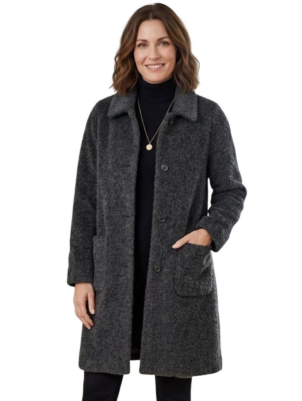 J. Jill Alpaca Wool Made In Peru Gray Fuzzy Coat Size S (Missy)